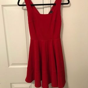 red v-back formal dress